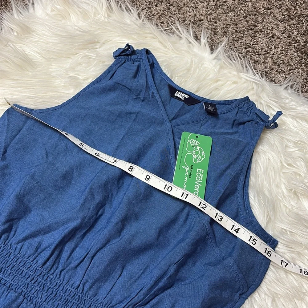 NWT Lands End Girls Youth Size L 10-12 Plus Size Chambray Cinch Waist Romper